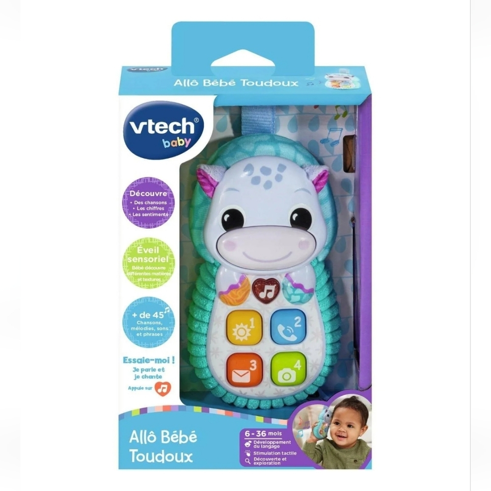 Baby V Tech Blue Hippo Soft Phone